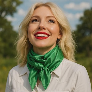 Bufanda de trapo salvaje verde sólido de 35 x 35 pulgadas WRS18