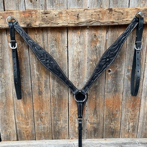 Floral Tooled Black Breastcollar #5066
