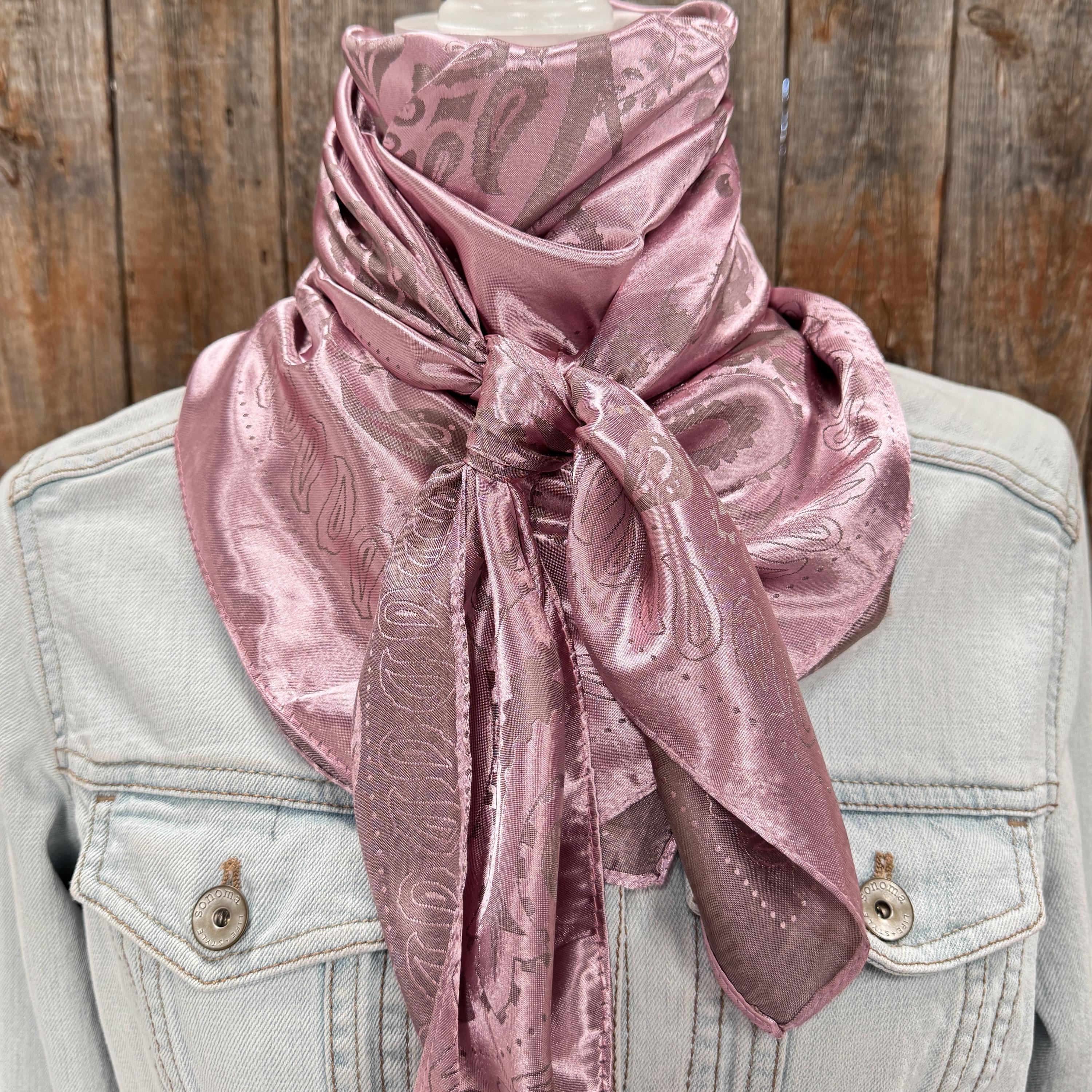 Chiffon / écharpe motif cachemire rose et gris 35 x 35 po