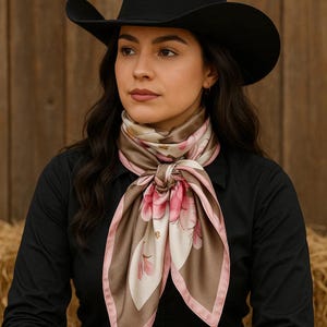 35X35&quot; Pretty In Pink Roses Wild Rag / Scarf WR40