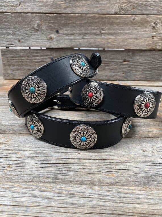 Leather dog collars with conchos clearance