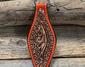 Two Tone Leather Hand Painted Key Chain