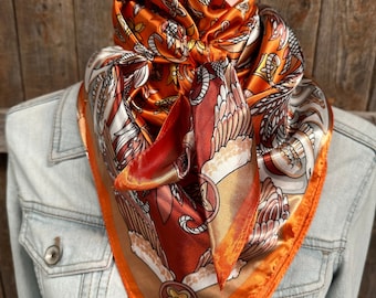 35X35" Orange Multi-Floral Wild Rag/Scarf WR913