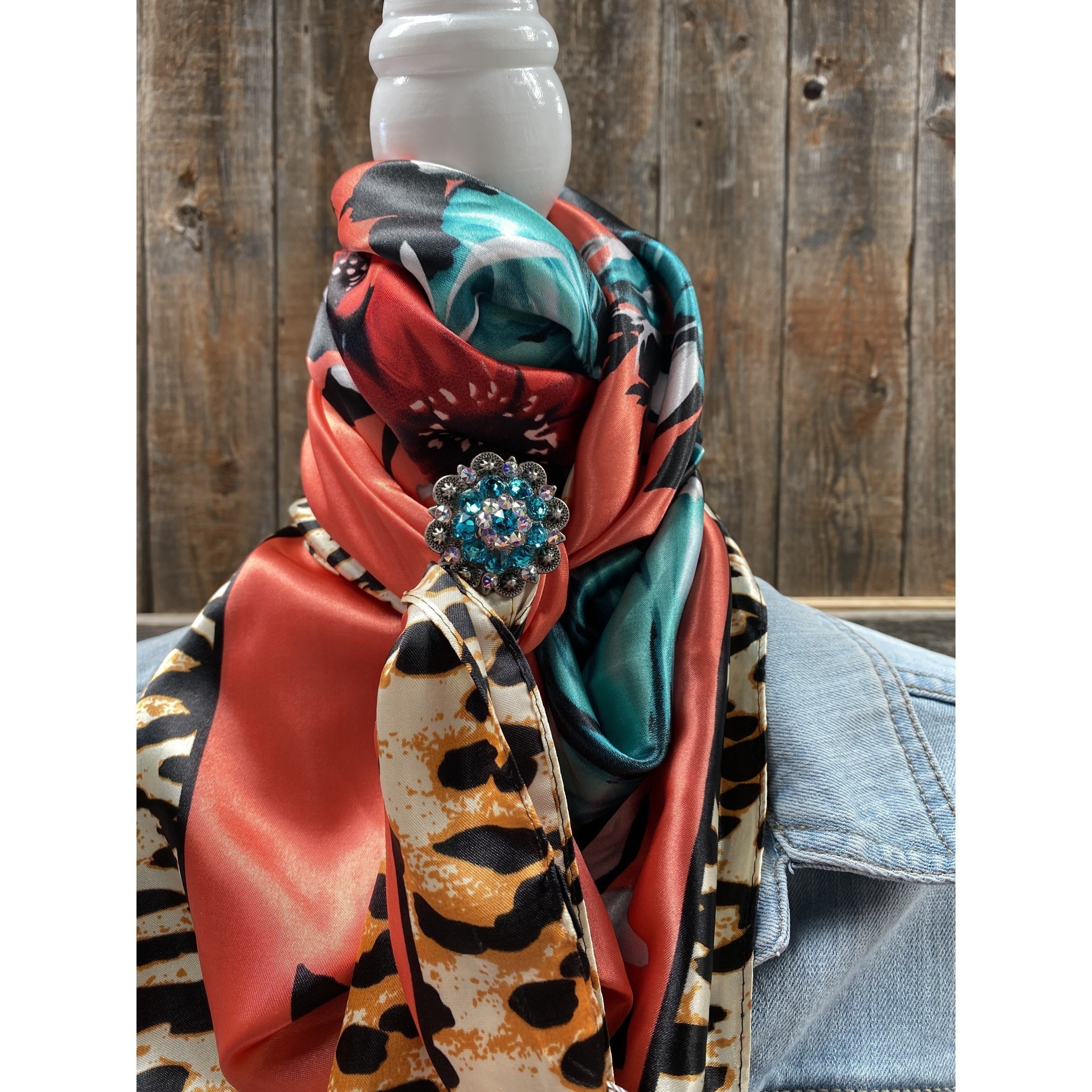 Buy 35x35 Coral Leopard Print Wild Rag/scarf WRC702A Online in India - Etsy
