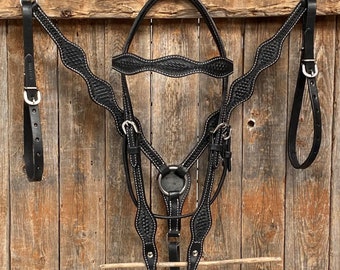 Basketweave Scalloped Black Tack Sets