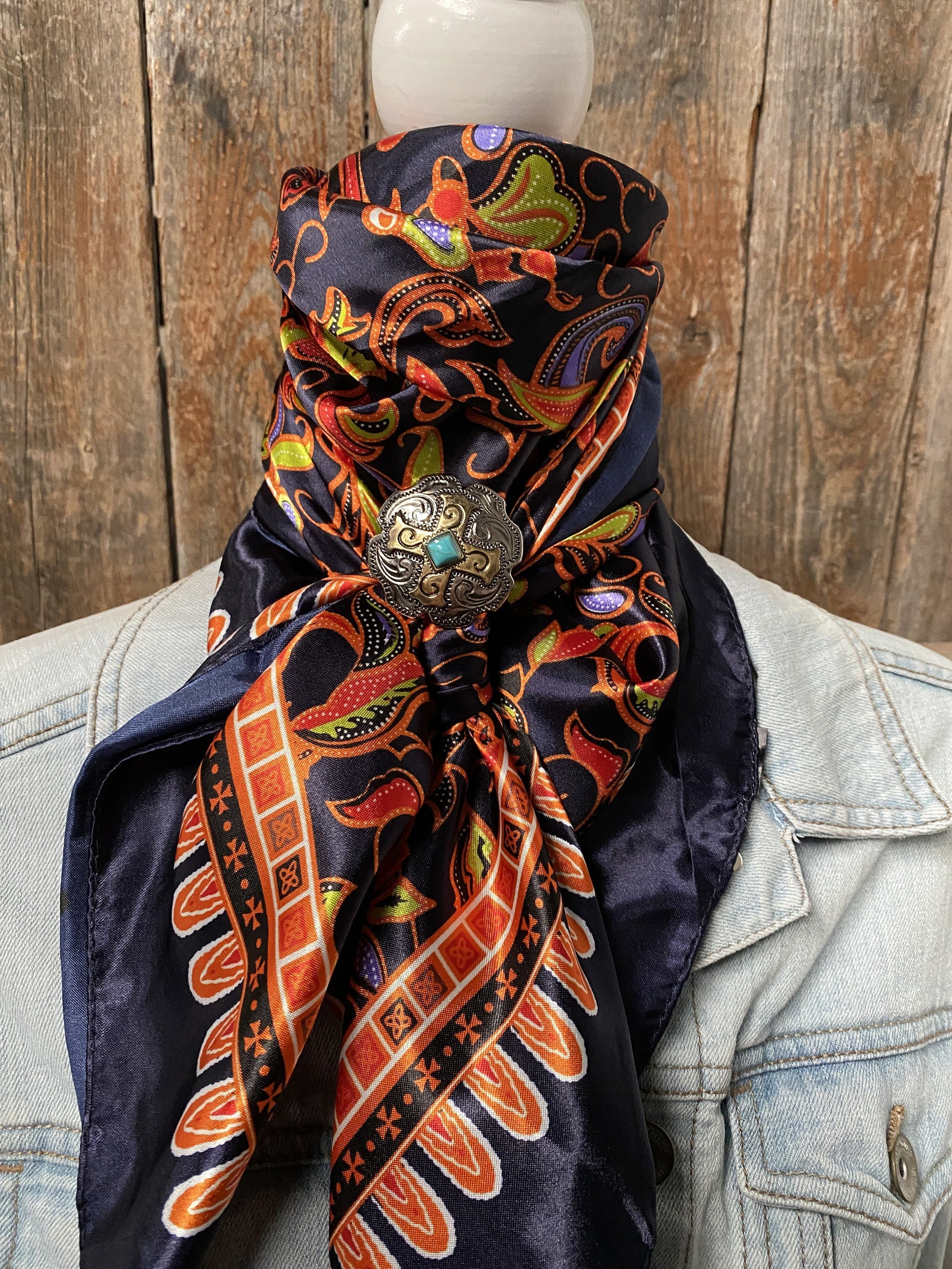 WRC2522B Floral Wild Rag / Scarf W189l Slide Etsy