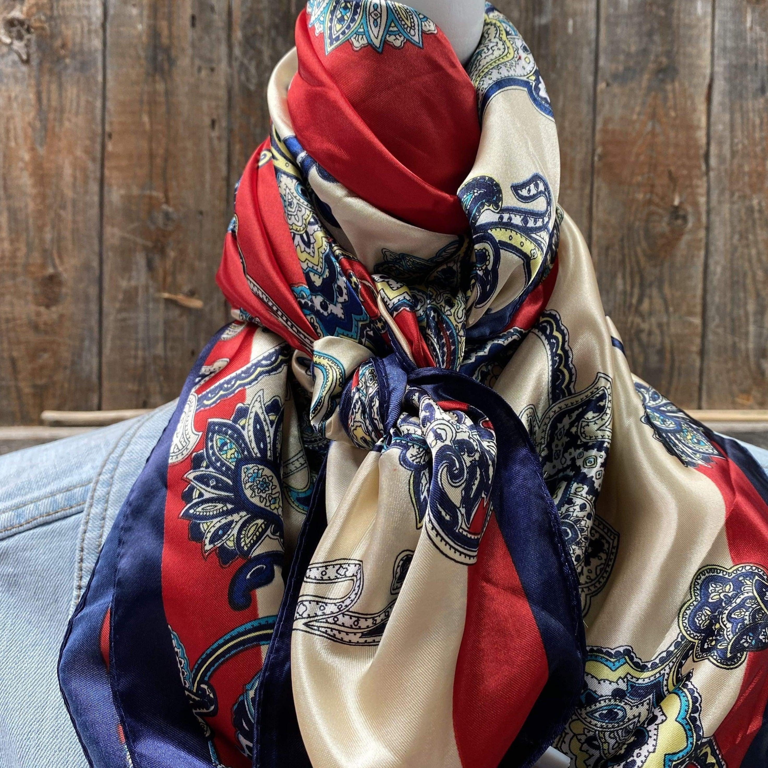 Red and navy scarf discount