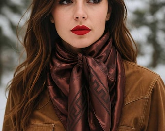 35X35" Brown Jacquard Wild Rag / Scarf WR4002