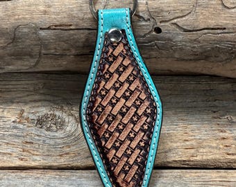 Leather Hand Painted Basketweave Key Chain - Etsy Israel