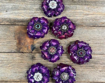 Purple Gardenia Leather Flowers - 1