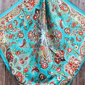 Turquoise Paisley Wild Rag Scarf WR230