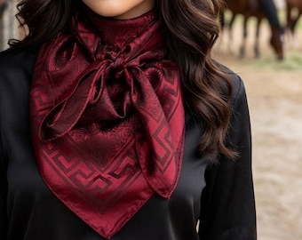 Bufanda de trapo salvaje de jacquard burdeos de 35 x 35 pulgadas WR4001