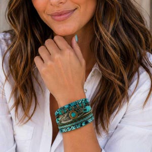 Blue Boho Multi Strand Wrap Bracelet