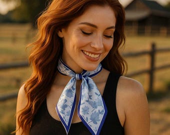Blue Western Skinny Mini Wild Rag Scarf / Cowgirl Necktie #TW146