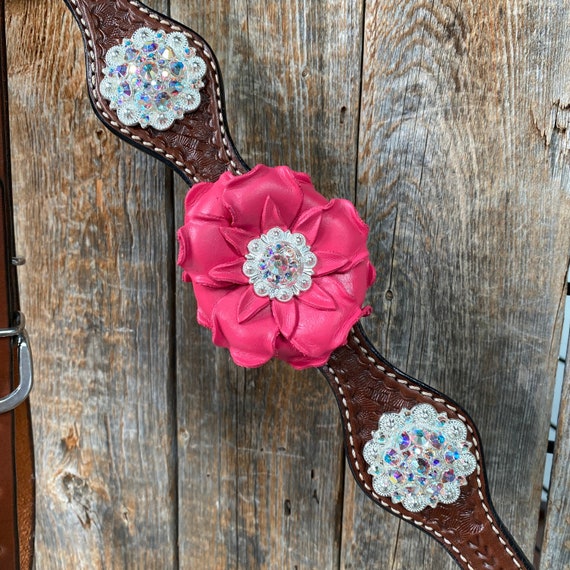 Showman Femmes Cheval Spur Bretelles Basketweave Cuir Rose