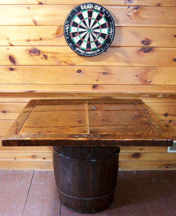 Rustic Antique Potato Barrel Table With Reclaimed Barn Board Etsy