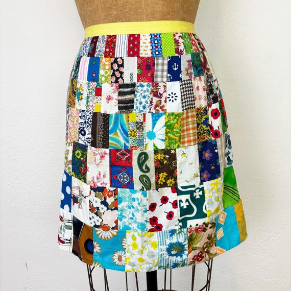 Vintage 60s 70s Patchwork Apron Great Textile Mix