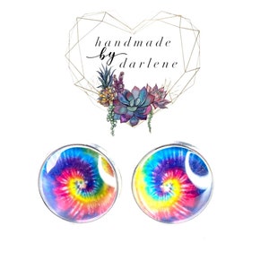 Tie Dye Earrings, rainbow earrings, stud earrings, Hypoallergenic Earrings