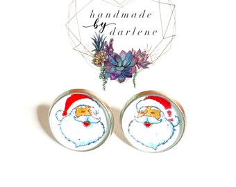 Santa Claus earrings, Stud Earrings hypoallergenic earrings, Christmas earrings,