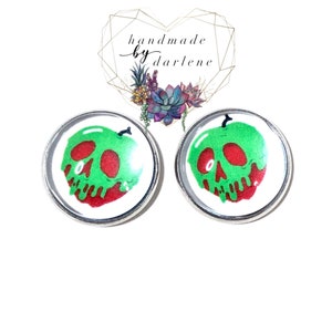 Poison Apple Earrings, stud earrings, Halloween earrings, hypoallergenic posts, spooky earrings