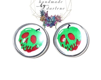 Poison Apple Earrings, stud earrings, Halloween earrings, hypoallergenic posts, spooky earrings