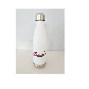 Edelstahlflasche Flasche aus Edelstahl Thermosflasche / Thermoskanne 500ml / personalisierte Trinkflasche / individuell gestaltet in weiß