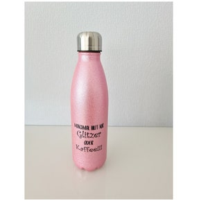 Glitzer Edelstahlflasche Flasche aus Edelstahl Thermosflasche / Thermoskanne 500ml / personalisierte Trinkflasche / individuell in 4 Farben