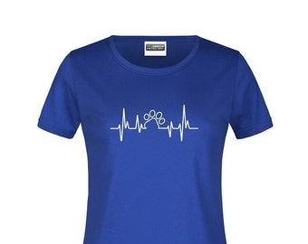 Fun-Shirt Hunde-Liebe T-Shirt "Heatbeat Hund 1" für Jungen und Mädchen T-shirt / Herzschlag Hundepfote Geschenk für Hundeliebhaber