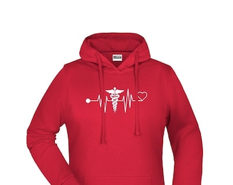 Hoodie für Arzt / Geschenk für Mediziner / Motiv "Heartbeat Arzt" / lustige Geschenkidee / Geschenk für Pflegekräfte