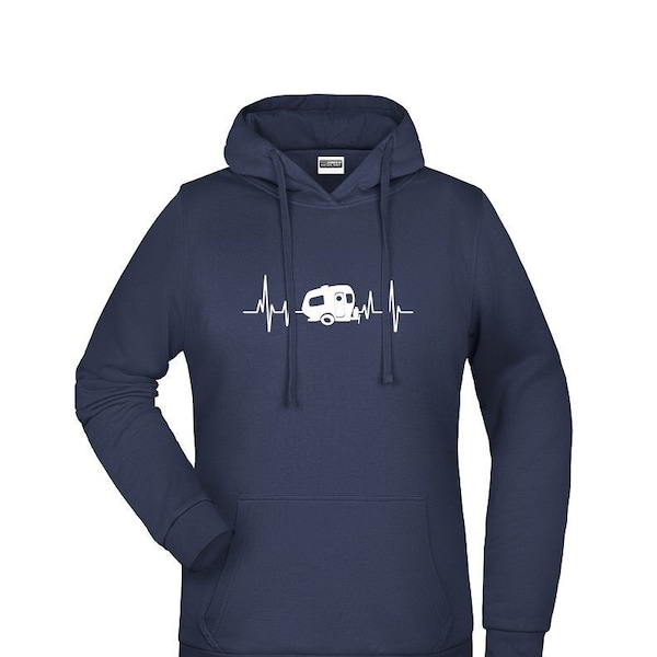 Wohnwagen Hoodie "Heatbeat Wohnwagen" für Damen oder Herren Camping Bekleidung bequemer Kapuzenpulli für das Nächste Outdoor Abenteuer