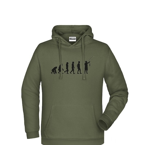 Fun Shirt für Kinder / Personalisierter Hoodie für Angler "Evolution Angler" für Kinder / Petri Heil / Geschenke für Angler / Angel Sport