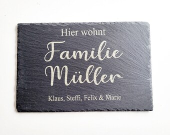 Individuelles Türschild Klingelschild Schiefertafel Namensschild mit Wunschgravur, tolles Geschenk zum Einzug Einweihungsparty Richtfest