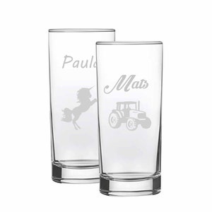 Graviertes Trinkglas / Wasserglas 0,2 l mit Wunschgravur, gravierte Kindergläser mit Namen, Geschenk zum Abschied, Geschenk zum Geburtstag