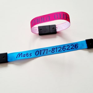 Notfall-Armband für Kinder / SOS / Satin mit Name & Telefonnummer ideal für Ausflüge mit Kindern / Urlaub mit Kindern / Sicherheit im Urlaub