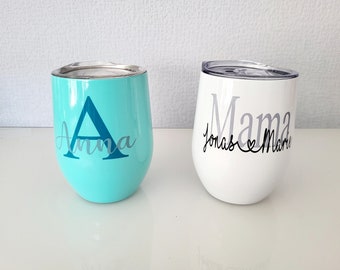 Becher aus Edelstahl / Thermosbecher mit Deckel personalisiert, Geschenk für Chef, Geschenk für Arbeitskollegen, persönlich gefertigt