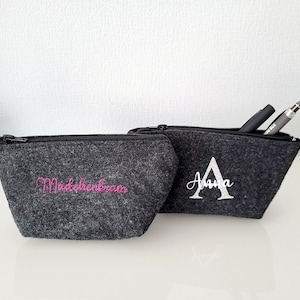 Kosmetiktasche aus Filz / Mini Etui / Personalisierte Tasche für Schminke / Krimskrams / Aufbewahrung Pille, personalisiert mit Namen