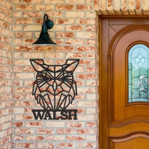 Personalized Metal Wall Art Geometric Owl