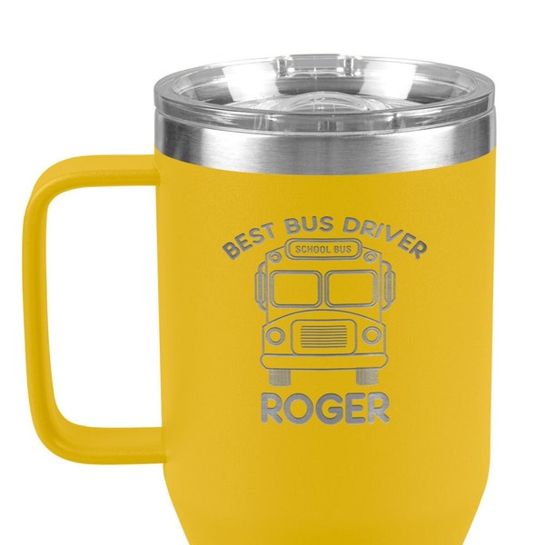 Personalized Best Bus Driver 20oz Travel Coffee Tumbler with Handle