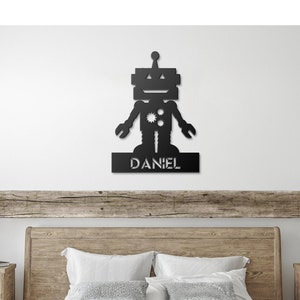 Personalized Robot Wall Art, Childs Room, Play Room