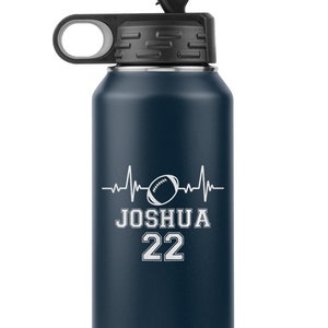 Personalized Football Heart Beat, Football Life 32oz Water Bottle