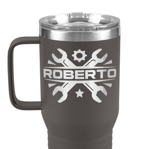 Personalized Mechanic Handyman 20oz Travel Tumbler Coffee Mug with Handle