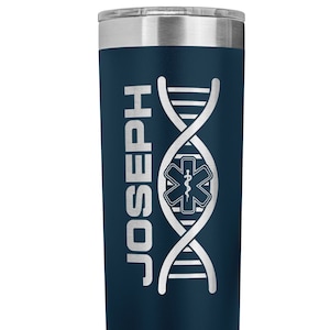 Personalized EMT Star of Life First Responder DNA 22oz Skinny Tumbler