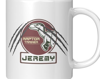 Personalisierter Raptor Trainer, Dinosaurier Trainer 11oz Kaffeetasse