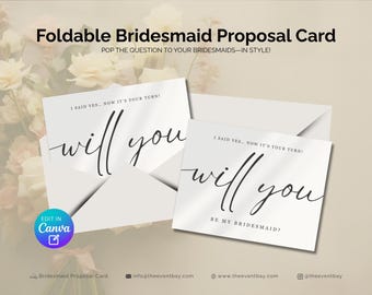 Bridesmaid Proposal Card: Editable Canva Template (Digital Download)