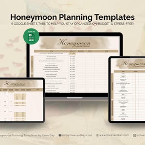 Honeymoon Planning Templates | Budget, Packing List, Itinerary, Timeline, Registry Tracker | Google Sheets Digital Download