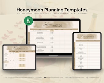 Honeymoon Planning Templates | Budget, Packing List, Itinerary, Timeline, Registry Tracker | Google Sheets Digital Download