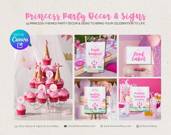 Princess Birthday Party Decor Bundle: Printable Invitation, Banner & Signs (Digital Download)