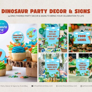 Dinosaur Birthday Party Decor Bundle | Printable Signs, Invitation, Tags & Banner | Dino Theme | Instant Download