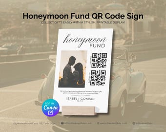 Honeymoon Fund QR Code Sign: Wedding Registry Template (Digital Download)