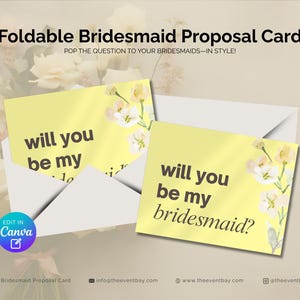 carte pliable de proposition de demoiselle d'honneur | imprimable de demoiselle d'honneur | Serez-vous ma demoiselle d'honneur ? | Modèle modifiable | Téléchargement instantané